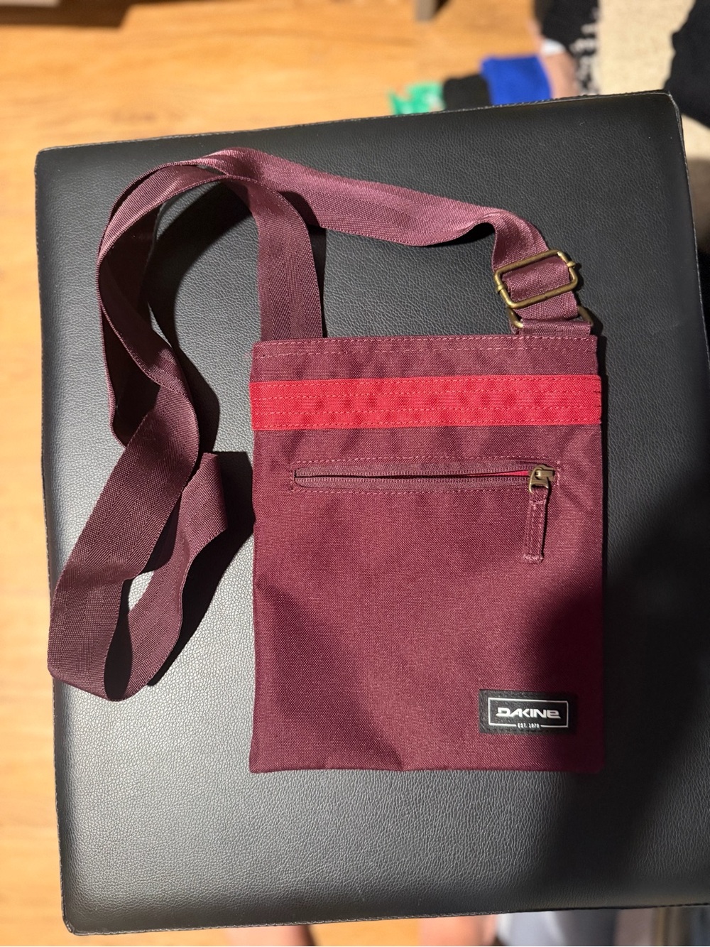 Dakine Burgundy Messenger Crossbody with Red Accent